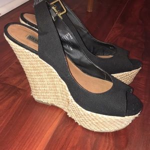 Black Steve Madden Wedges. Worn a few times